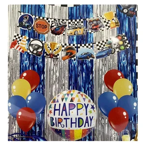 Small Theme Party Balloon Set All-in-One Party Kit Mix & Match Balloons Tinsel & Flags for Boys and Girls Party Decoration