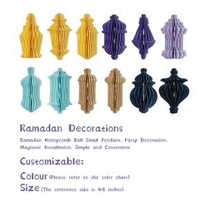 Ramadan Eid Decorations Set Islamic Ornaments Hangings Paper Lantern 3D Biodegradable Magnetic Lightweight Eco-Friendly for Home