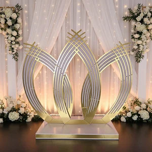 High Quality Modern Professional Plastic Vintage Gold Luxury Wedding Backdrop Stand for Events Party Kissmoon