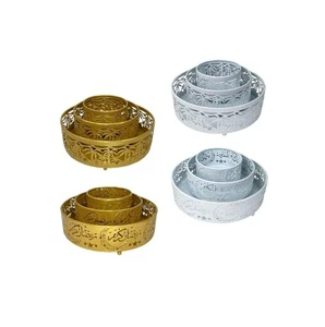 Manufactures and Exporters of Set of 3 Ramadan Mubarak Eid Party Supplies Round Ramadan Food Serving Platters