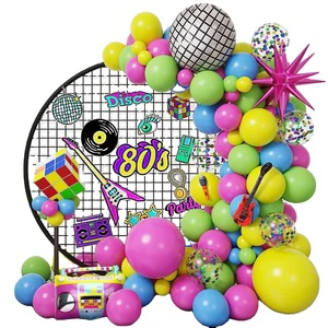 Disco Balloons Garland Arch Kit 4D Foil Balloons Happy Birthday New Year 80S 90S Disco Retro Hip Hop Carnival Party Decorations