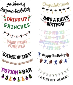 Custom Party Bunting Banner for Birthday Wedding Baby Shower Graduation Bridal Shower Christmas Banner Decorations