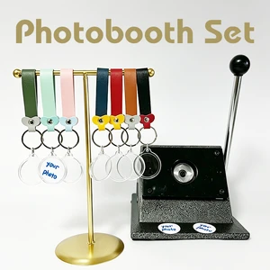 Photobooth Keychain Station Kit Wedding Favor Circle Cutter Custom Maker Guest Leather Keychain Round Acrylic Photo Frame 35mm