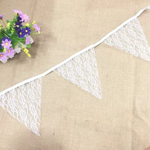 3.8M Wedding Bridal Baby Shower Handmade Vintage Rustic Lace Flag Bunting Banner Party Decorations Supplies