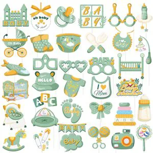 Sage Green Baby Shower Photo Booth Props Personalized Baby Photo Props Accessories Baby Shower Gender Reveal Party Decoration