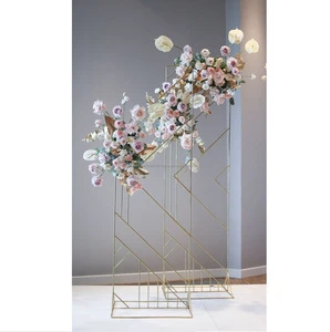 Home Wedding Decoration Centerpieces Rectangular Metal Gold Flower Ball Stand Table Centerpieces