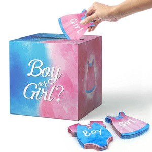 New Baby Gender Reveal Voting Box Cast Your Vote Games Invitations Party Supplies with 40PCS Cards Baby Shower Games Party Decor