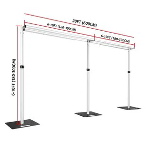 Double Crossbar Aluminum Frame Silver 10x20ft Adjustable Arch Backdrop Stand Modern Style Flower Panel Wall Wedding Decorations