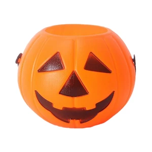 Halloween Decor Pumpkin Candy Kettles Witch Pot Mini Plastic Pumpkin Candy Halloween Buckets