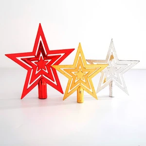 Factory Top Star Plastic Three-Layer Christmas Tree Stand New Year Accessories Home Garden Electroplating Christmas Decoration