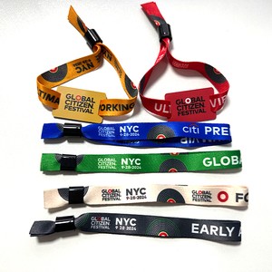 Promotional Custom Festival Event Fabric Wrist Band Wristband Polyester Holographic Vip Ticket Event Bracelet