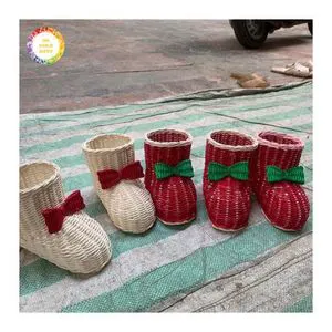 Rustic Wicker Rattan Christmas Ornament Set - Winter Unique Christmas Home Decoration Supplies Party Hanging Tree Handmade