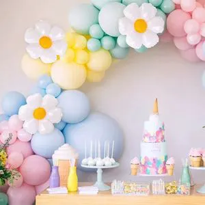 Birthday Party Decoration Flower Macaron Color Balloon Set