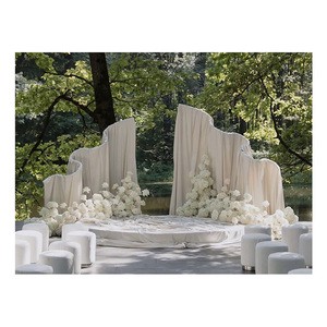 2026 New Outdoor Stage Decoration Wholesale Price Wedding Metal Backdrop Wave Decoration Arched Stand for Fabric Backdrop
