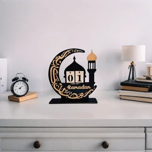 Modern Elegant Wooden Ramadan Countdown Calendar Islamic Eid Party Supplies Decorations for Muslim Eid and Ramadan Calendar