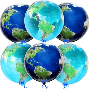 KatchOn Foil Globe Balloons 22 Inch Pack of 6 | Glossy Version Birthday Party Decor Set | Earth & World Travel Decor