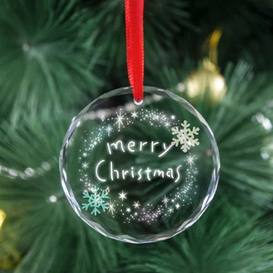 HBL Wholesale Sublimation Blank Customized Clear Crystal Glass Christmas Ornaments Xmas Tree Decoration