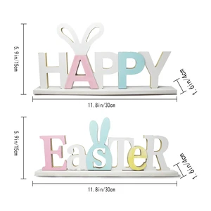 2026 New Creative Easter Wooden Rabbit Table Ornament Easter Table Decoration Signs Wooden Bunny for Spring Holiday Easter Party