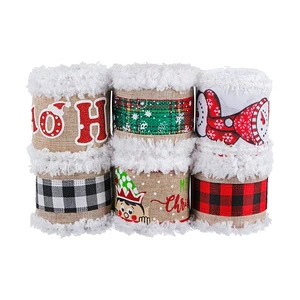 MSD Ribbon Wholesale Christmas Tree Wired Ribbon 2.5 Inch Burlap Ribbon for DIY Wreaths Wrapping Crafts Decoration