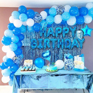 Happy Birthday Rain Curtain Aluminum Film Glitter Balloon Background Decorations Party Kit Supplies Set