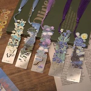 Custom Metal Bookmark Famous Oil Painting Tassel For Bookmark Creative Book Page Clip Literary Gift Graduation Travel Souvenirs