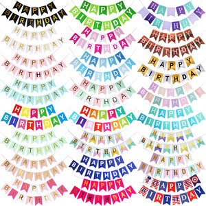 Hot Sale Paper Flag Banner Cheap Event Party Backdrop Decorations in Different Colors for Birthday Buntings & Toys