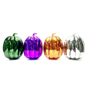 Halloween Decor Portable Blown Glass Pumpkin Flash Light LED Home Decoration Product