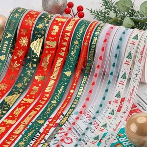 Soft Touch Ready Goods Christmas Festival Wrapping Polyester Ribbon for Packaging Decoration
