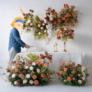 Autumn Color Artificial Flowers Table Centerpiece Wedding Decor Wholesale Custom Design Event Decor Factory Supply