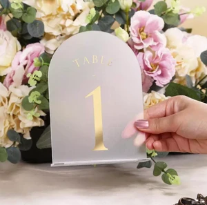 Custom Frosted Acrylic Table Number Cards, Elegant Wedding & Banquet Place Cards, Ideal for Parties and Events
