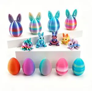 Wholesale 3D-Printed PLA Rabbit Egg Set Animal Theme Easter Decorations Gifts Storage Stall Party 12+y Unisex