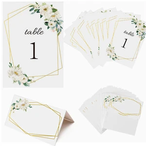 Elegant Floral Table Seating Card Double-Sided Wedding Table Number Cards White Floral Greenery Table Numbers for Party