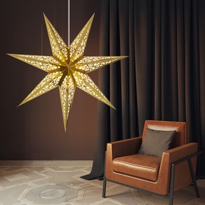 Motif Lights Customized Gold Shining Paper Star Lamp 4100K Neutral White Indoor Christmas Lights Festive Decorations