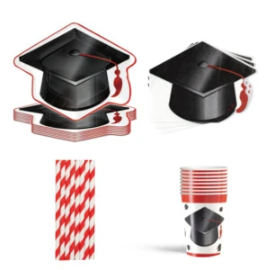New Design 2025 Congrats Grad Disposable Tableware Set Include Paper Plate Napkin Cup Graduation Party Set for Grad Table Decor