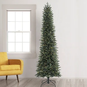 Slim Xmas Ornaments Snow Hanging Metal Frame Prelit Spiral Pencil Christmas Trees Stand Topper Rotating Christmas Tree Stand