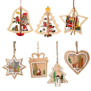 Best Selling Wooden Xmas Tree Pendant Embellishment Decorative Christmas Slices for Christmas Tree Holiday Supplies