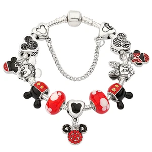 Hot Sale Red Trendy Mouse Charm Bracelet for Kids Women Cute Animal Jewelry for Gift Parties Fashionable Charm Bracelets for