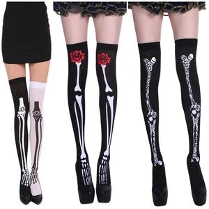 Halloween Bone Stockings 2PCS/Set Decoration with Halloween Bowknot Rose Heart Halloween Party Supplies Decor for Girls