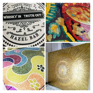 Hotel Lobby Outdoor Hall Flower Artistic Painting Geometric Pattern Handmade Water Resistant Floor Wall Decoration Art Mural