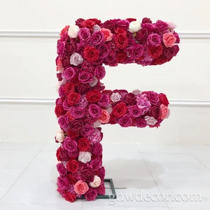 GNW Customized High Quality Letter Background Flower Wall Arch Marriage Propose Wedding Background Flower Wall for Wedding Decor