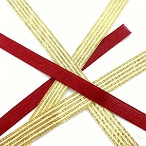 High Quality 25mm Wide Red and White Polyester Woven Grosgrain Ribbon Stripe Luxury Style for Christmas Gift Packing