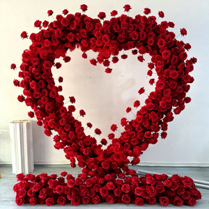 Red Heart Arch-shaped Background Wall Rose Wedding Artificial Wall Artificial Flowers Decor Wedding