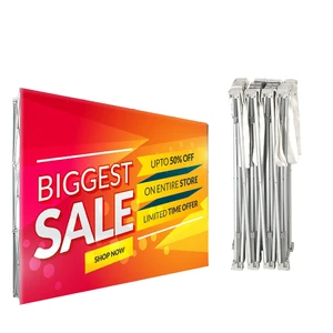 Straight Custom Media Wall Aluminium Pop Up Store Display Stretch Banner Stand Tension Fabric Displays For Event