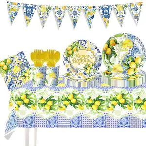 Lemon-themed Birthday Party Supplies Decorations Party Props Disposable Tableware Banners Tablecloths Happy Birthday Decor