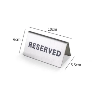 Customized Sign Restaurant Table Top Stainless Steel RESERVED Card NO SMOKING Plate Table Sign Plate for Hotel Restaurant