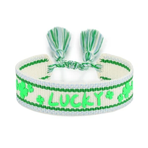 Creative Handmade Tassels 4 Four-Leaf Clover Fabric Bracelet Bangle Women Personalized Friendship Woven Bracelets for Parties