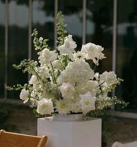Wholesale Wedding Table Centerpiece Flower Ball Wedding Decoration White Artificial Rose Baby Breath Flower Centerpiece Decor