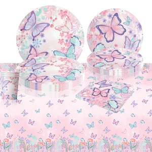 Butterfly Theme Birthday Party Decorations School College Home Events Baby Shower Disposable Tableware Set Party Supplies