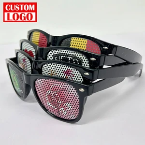 Promotional Party Custom Logo Printing Pinhole Lens Sticker Flag Sunglasses With Pinhole Sticker Pinhole Glasses