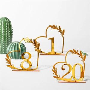 Gold Heart Shape Table Number Card Acrylic Place Seat Card for Wedding Reception Event Party Restaurant Decor